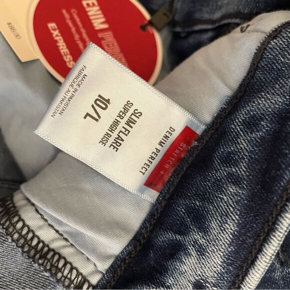 Express Slim Flare Super High Rise Denim Perfect Stretch Jeans 10L NWT - Picture 7 of 7